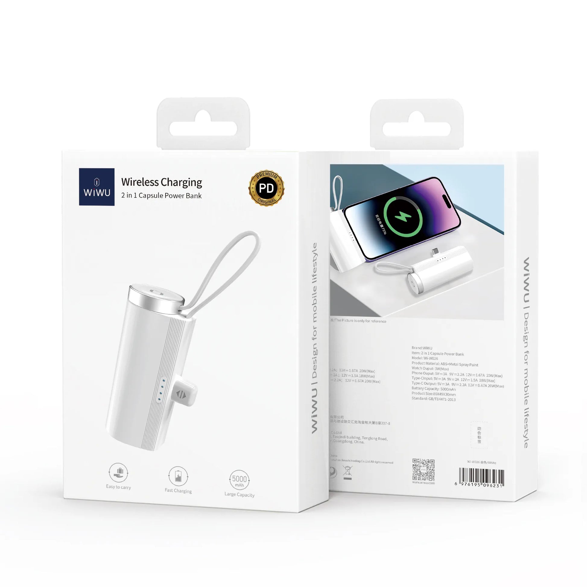 Wiwu - 2in1 capsule power bank Wi- W026 - Astro Store