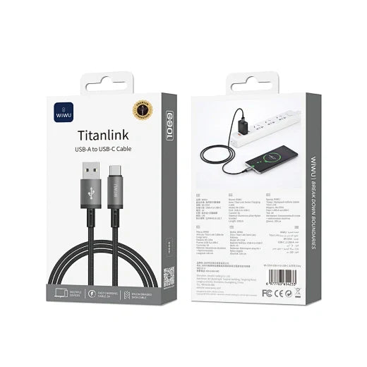 1M Aluminum alloy Nylon braided TITAN LINK Series Charging Cable C-054 - WiWU