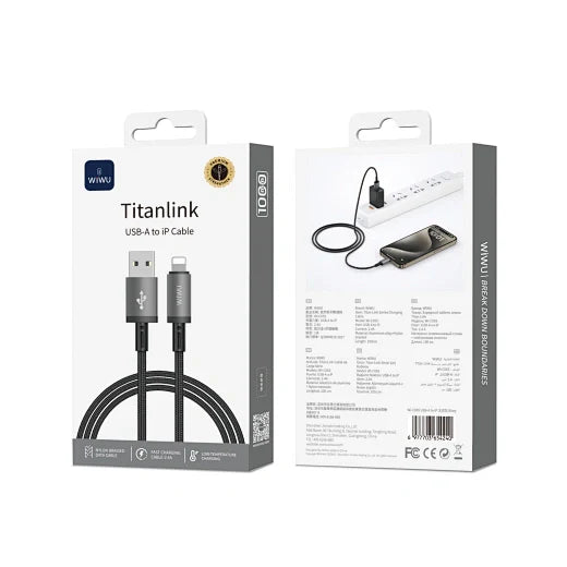 1M Aluminum alloy Nylon braided TITAN LINK Series Charging Cable C-055 - WiWU