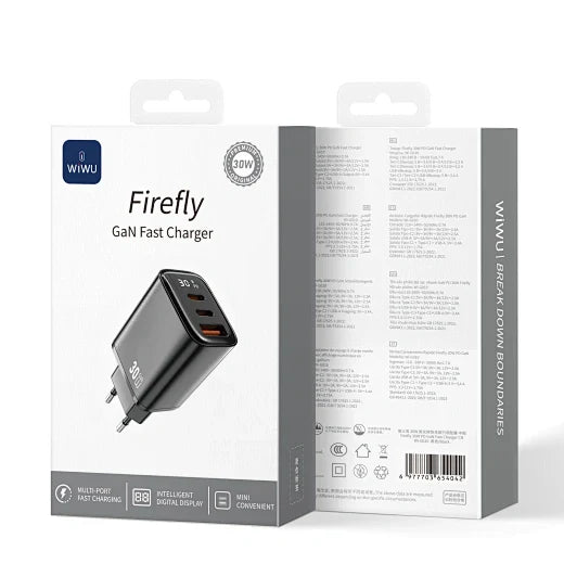 Firefly 30W PD GaN Fast Charger Wi-G010 2C+A Mobile wall charge - WiWU