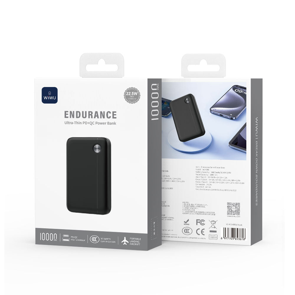 Endurance Ultra-Thin PD+QC Power Bank 25.5W 10000mAh Wi-P059 - WiWU